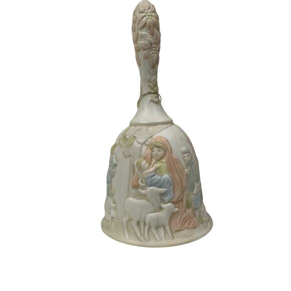 Vtg 1982 GEO Z. LEFTON China Collection‎ Oh COME ALL Ye FAITHFULL Nativity Bell - Picture 4 of 6